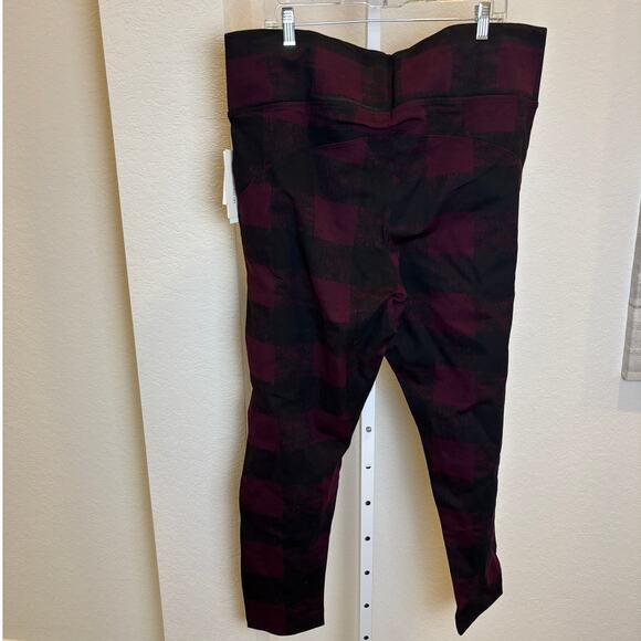 Melissa McCarthy Purple Black Checkered Plaid Heavy Leggings Pants Plus Size 2X - Picture 2 of 5